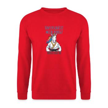 Karate Unicorn - Unisex Sweatshirt - red - Front - Alina (178cm) & Michal (187cm)