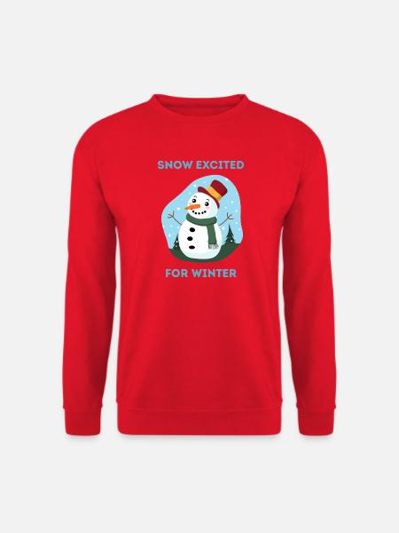 Schnee freut sich auf Winter-Schneemann-Kunst - Unisex Pullover - Rot