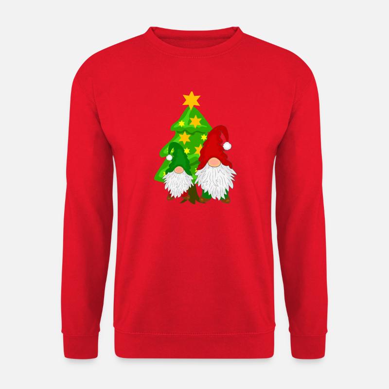 Gnome devant le sapin de Noël - Sweat-shirt Unisexe - rouge