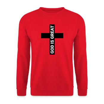 God Is Big Minimalist Print - Unisex Sweatshirt - red - Front - Alina (178cm) & Michal (187cm)