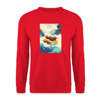 Rafting-Expedition in Wild Rapids - Unisex Pullover - Rot - Vorne - Alina (178cm) & Michal (187cm)