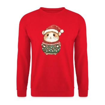 Hamster Christmas - Unisex Sweatshirt - red - Front - Alina (178cm) & Michal (187cm)
