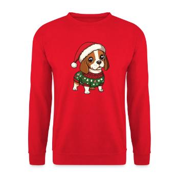 Beagle Chien Noël - Sweat-shirt Unisexe - rouge - Devant - Alina (178cm) & Michal (187cm)