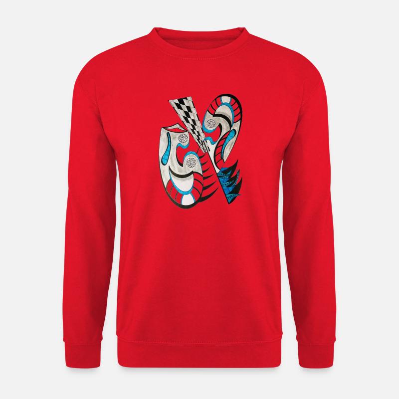 BlueBlack Abstract Cross Pattern - Unisex Sweatshirt - red