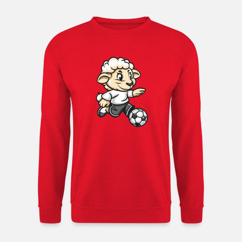 Schaf mit Fußball Cartoon - Unisex Pullover - Rot