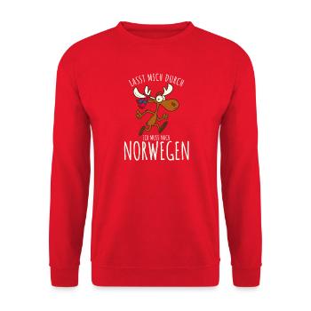 Laissez-moi passer, je dois aller en Norvège - Sweat-shirt Unisexe - rouge - Devant - Alina (178cm) & Michal (187cm)