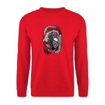 Black and white flower spiral - Unisex Sweatshirt - red - Front - Alina (178cm) & Michal (187cm)