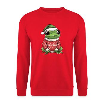 Frosch Weihnachten Xmas - Unisex Pullover - Rot - Vorne - Alina (178cm) & Michal (187cm)