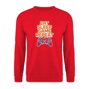 Eat Sleep Game Repeat - Unisex Sweatshirt - red - Front - Alina (178cm) & Michal (187cm)