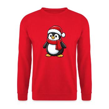 Cute Christmas Penguin Winter Mascot - Unisex Sweatshirt - red - Front - Alina (178cm) & Michal (187cm)