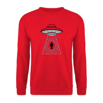UFO Abduction Beam Me Up Vector - Unisex Sweatshirt - red - Front - Alina (178cm) & Michal (187cm)