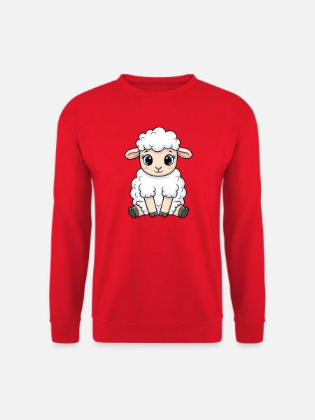 Cuddly Lamb Cartoon - Unisex Sweatshirt - red