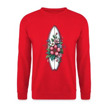 T-shirt planche de surf fleurie – Style plage - Sweat-shirt Unisexe - rouge - Devant - Alina (178cm) & Michal (187cm)