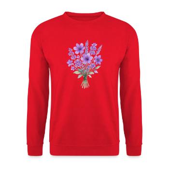 Lavendel Aquarell Bouquet - Unisex Pullover - Rot - Vorne - Alina (178cm) & Michal (187cm)