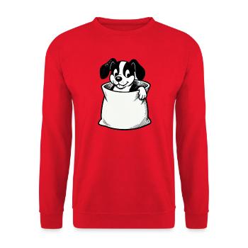 Dessin animé Chien dans le sac - Sweat-shirt Unisexe - rouge - Devant - Alina (178cm) & Michal (187cm)