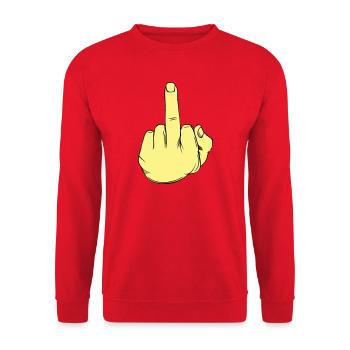 Stinkefinger Illustration - Unisex Pullover - Rot - Vorne - Alina (178cm) & Michal (187cm)