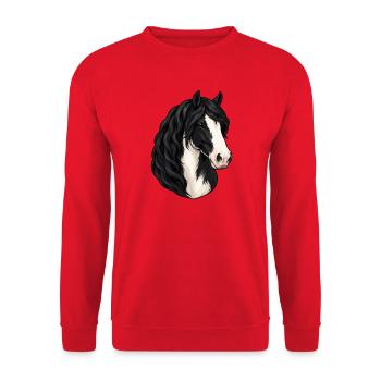 Black and White Magpie Horse Portrait - Unisex Sweatshirt - red - Front - Alina (178cm) & Michal (187cm)