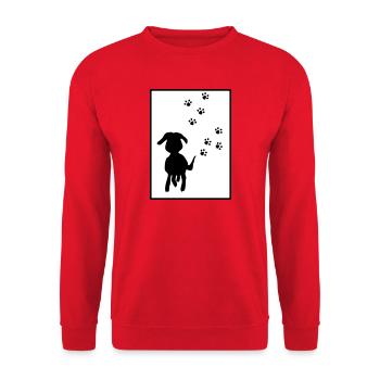 Paw Tracks: Dog Silhouette - Unisex Sweatshirt - red - Front - Alina (178cm) & Michal (187cm)