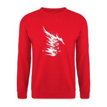 Lames volantes blanches sur fond noir - Sweat-shirt Unisexe - rouge - Devant - Alina (178cm) & Michal (187cm)