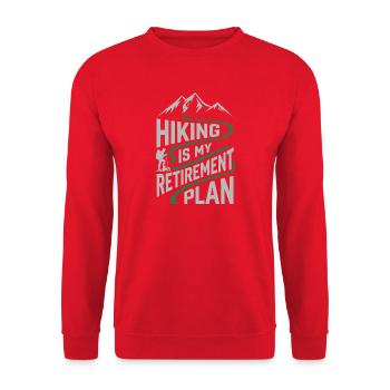 Hiking is My Retirement Plan - Unisex Sweatshirt - red - Front - Alina (178cm) & Michal (187cm)