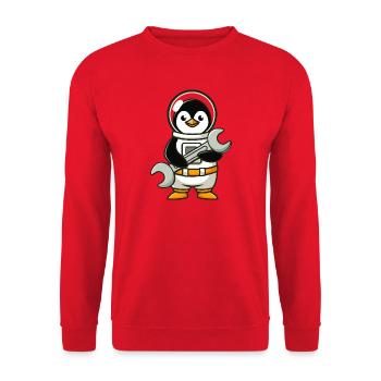 Astronaute Pingouin avec une clé à molette - Sweat-shirt Unisexe - rouge - Devant - Alina (178cm) & Michal (187cm)
