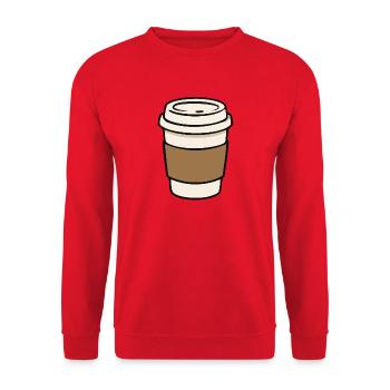 Blank Takeaway Coffee Cup Sticker Design - Unisex Sweatshirt - red - Front - Alina (178cm) & Michal (187cm)