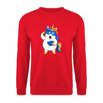 Clumsy Unicorn Paint Roller Fail - Unisex Sweatshirt - red - Front - Alina (178cm) & Michal (187cm)