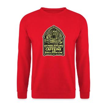 Koffein Und Stack Overflow Entwickler Design - Unisex Pullover - Rot - Vorne - Alina (178cm) & Michal (187cm)
