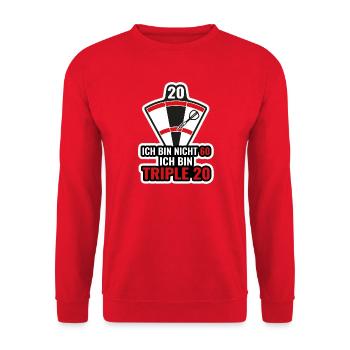 Darts Shirt - Ich bin nicht 60 - Triple 20 - Unisex Pullover - Rot - Vorne - Alina (178cm) & Michal (187cm)