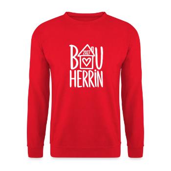 Bauherrin 2027 - Unisex Pullover - Rot - Vorne - Alina (178cm) & Michal (187cm)