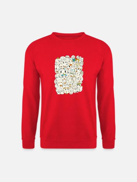 Gesichter auf und über Gesichter - Unisex Pullover - Rot