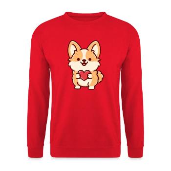 Süßer Corgi mit Herz - Unisex Pullover - Rot - Vorne - Alina (178cm) & Michal (187cm)