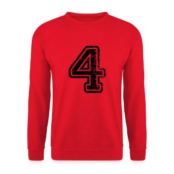 4 - Nummer - Unisex Pullover - Rot - Vorne - Alina (178cm) & Michal (187cm)