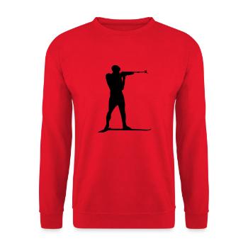 drawing, silhouette, modern biathlon - Unisex Sweatshirt - red - Front - Alina (178cm) & Michal (187cm)