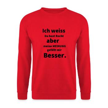 Ich weiss du hast Recht - Unisex Pullover - Rot - Vorne - Alina (178cm) & Michal (187cm)