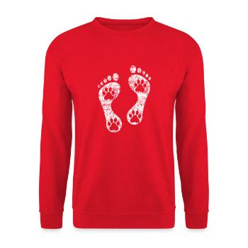 Fussabdruck - Unisex Pullover - Rot - Vorne - Alina (178cm) & Michal (187cm)
