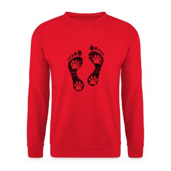 Fussabdruck - Unisex Pullover - Rot - Vorne - Alina (178cm) & Michal (187cm)