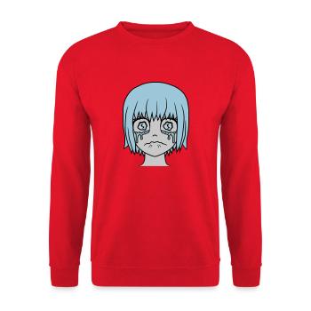 Unhappy sad girl face - Unisex Sweatshirt - red - Front - Alina (178cm) & Michal (187cm)