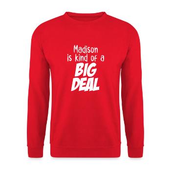 Madison ist eine Art große Sache - Unisex Pullover - Rot - Vorne - Alina (178cm) & Michal (187cm)