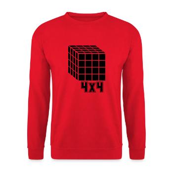 4x4 Würfel Cube - Unisex Pullover - Rot - Vorne - Alina (178cm) & Michal (187cm)