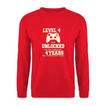 Level 4 Vintage Anniversaire Vintage Rétro - Sweat-shirt Unisexe - rouge - Devant - Alina (178cm) & Michal (187cm)