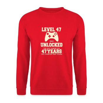 Level 47 Vintage Anniversaire Vintage Rétro - Sweat-shirt Unisexe - rouge - Devant - Alina (178cm) & Michal (187cm)