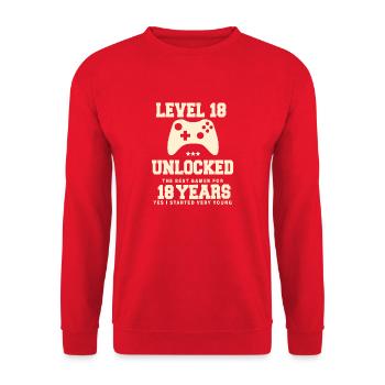 Level 18 Vintage Anniversaire Vintage Rétro - Sweat-shirt Unisexe - rouge - Devant - Alina (178cm) & Michal (187cm)