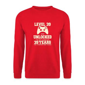 Level 39 Vintage Anniversaire Vintage Rétro - Sweat-shirt Unisexe - rouge - Devant - Alina (178cm) & Michal (187cm)