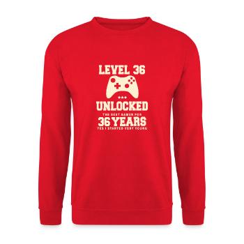 Level 36 Vintage Retro Vintage Birthday - Unisex Sweatshirt - red - Front - Alina (178cm) & Michal (187cm)