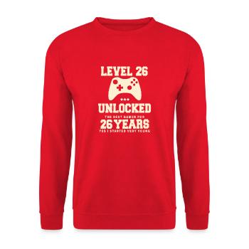 Level 26 Vintage Retro Vintage Birthday - Unisex Sweatshirt - red - Front - Alina (178cm) & Michal (187cm)