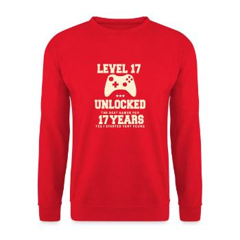 Level 17 Vintage Anniversaire Vintage Rétro - Sweat-shirt Unisexe - rouge - Devant - Alina (178cm) & Michal (187cm)