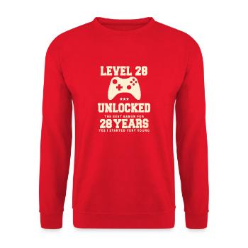 Level 28 Vintage Retro Vintage Birthday - Unisex Sweatshirt - red - Front - Alina (178cm) & Michal (187cm)