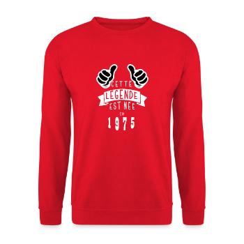 Légende 1975 Authentic 1975 Vintage Bursdag - Sweat-shirt Unisexe - rouge - Devant - Alina (178cm) & Michal (187cm)