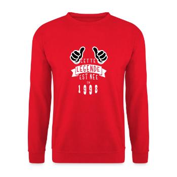 Légende 1998 Authentic 1998 Vintage Bursdag - Sweat-shirt Unisexe - rouge - Devant - Alina (178cm) & Michal (187cm)